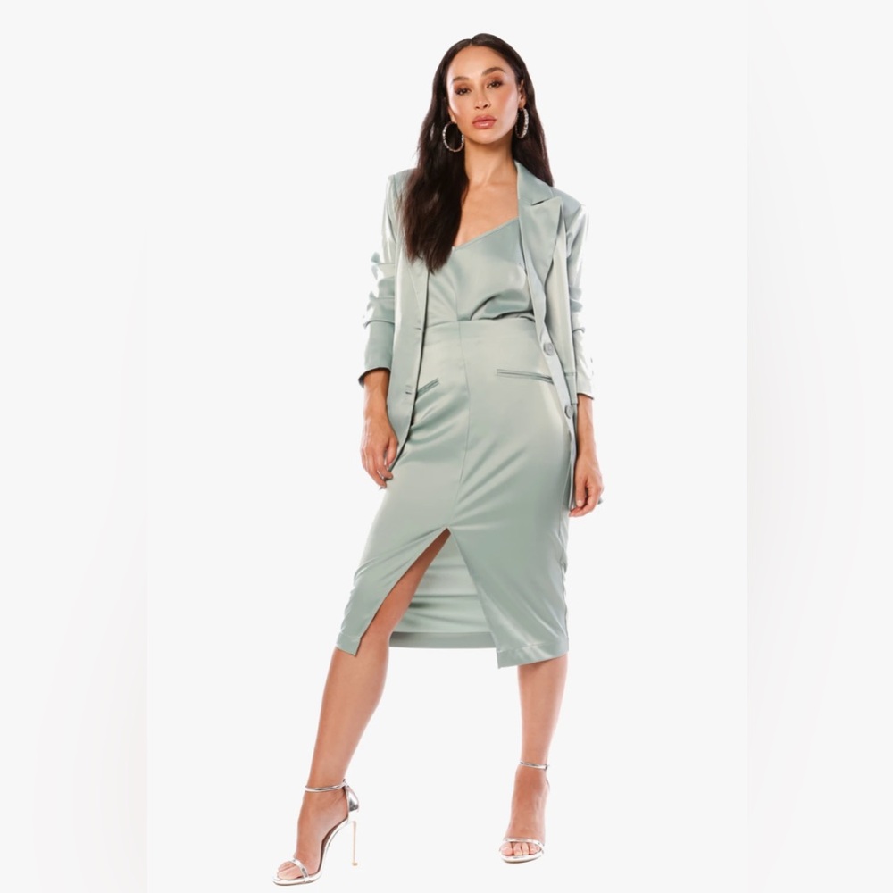 Cara Santana Mint Satin Skirt